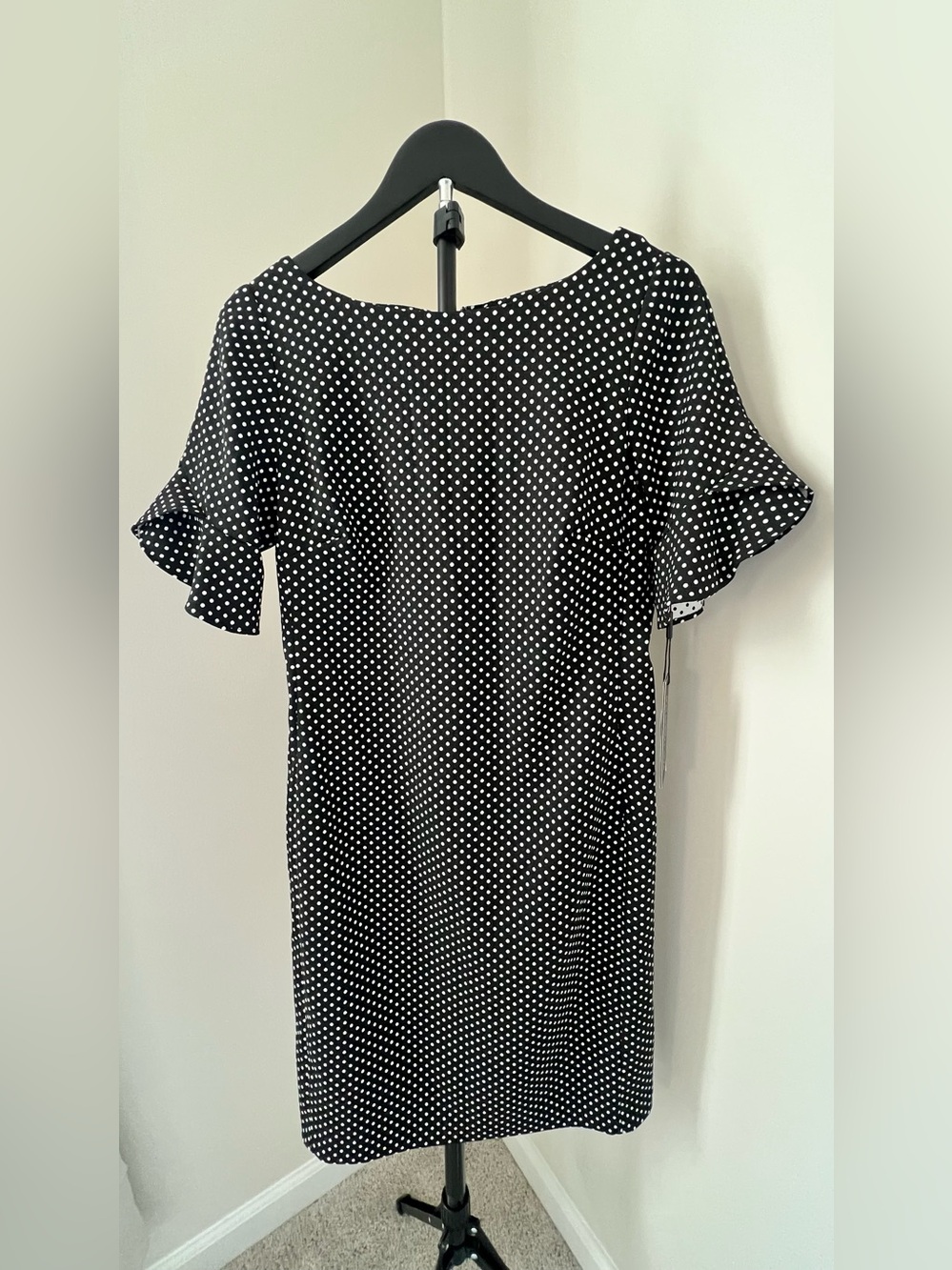 Karl Lagerfeld Black and White Polka Dot Midi Dress 8